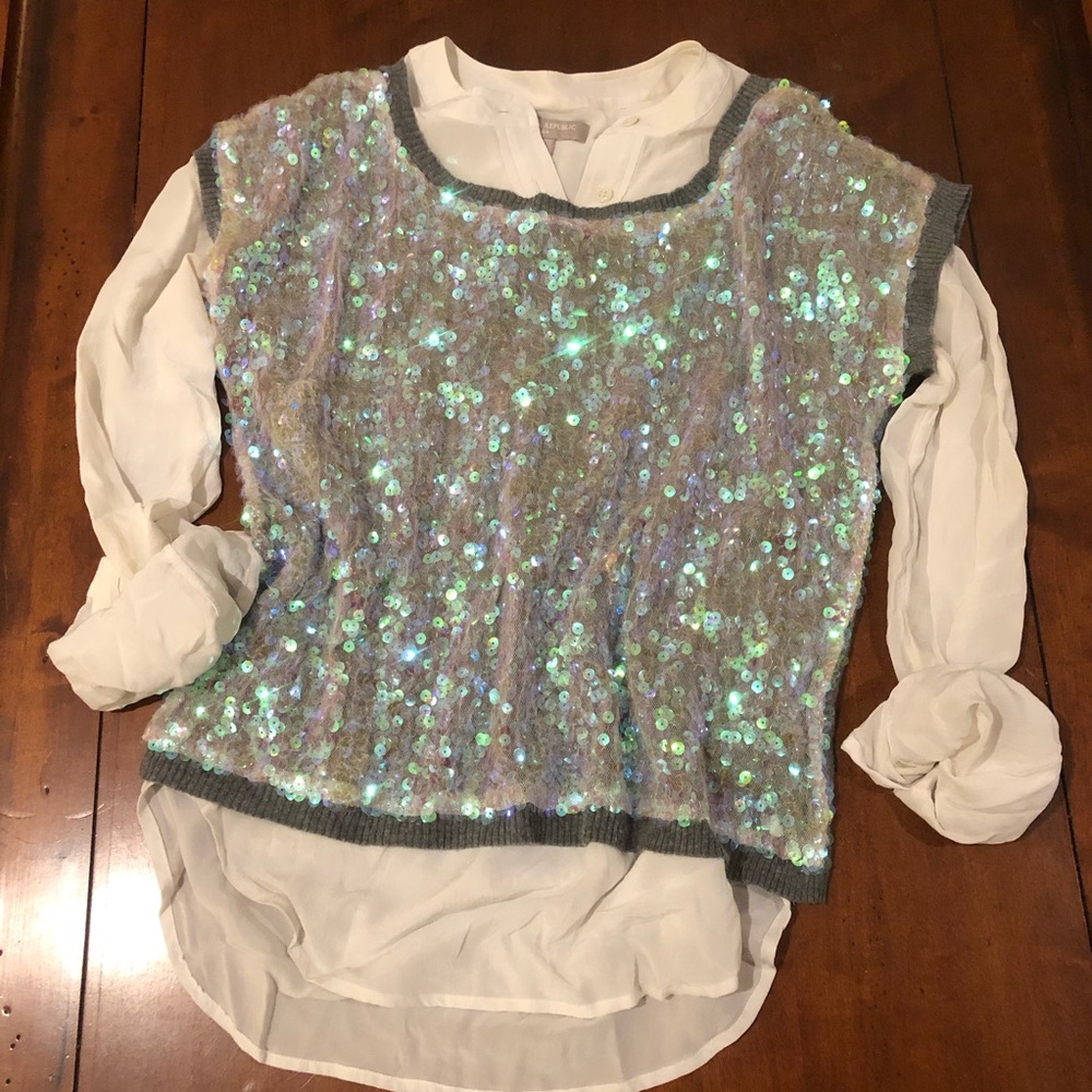 🧜🏻‍♀️ ANA gray mermaid sequin crew sweater